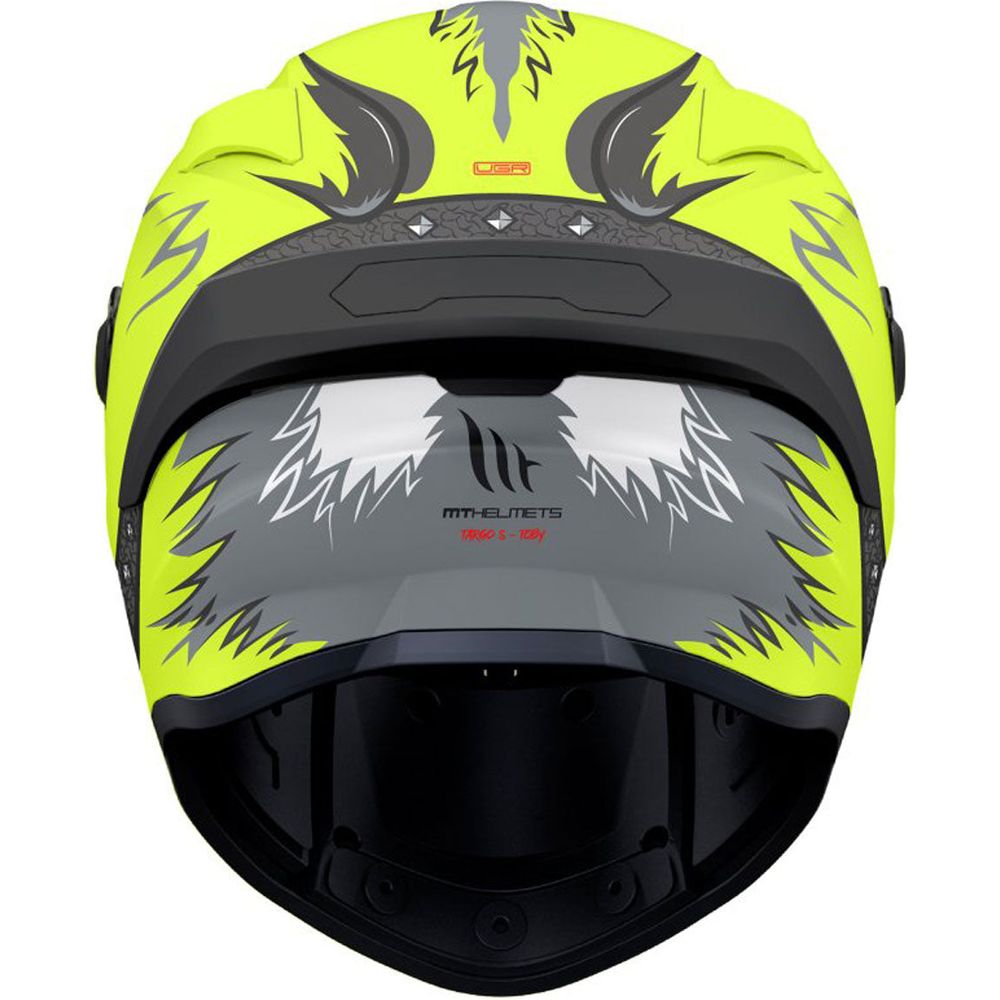 MT Targo S Toby C3 Full Face Helmet Matt Fluo Yellow (Image 3) - ThrottleChimp