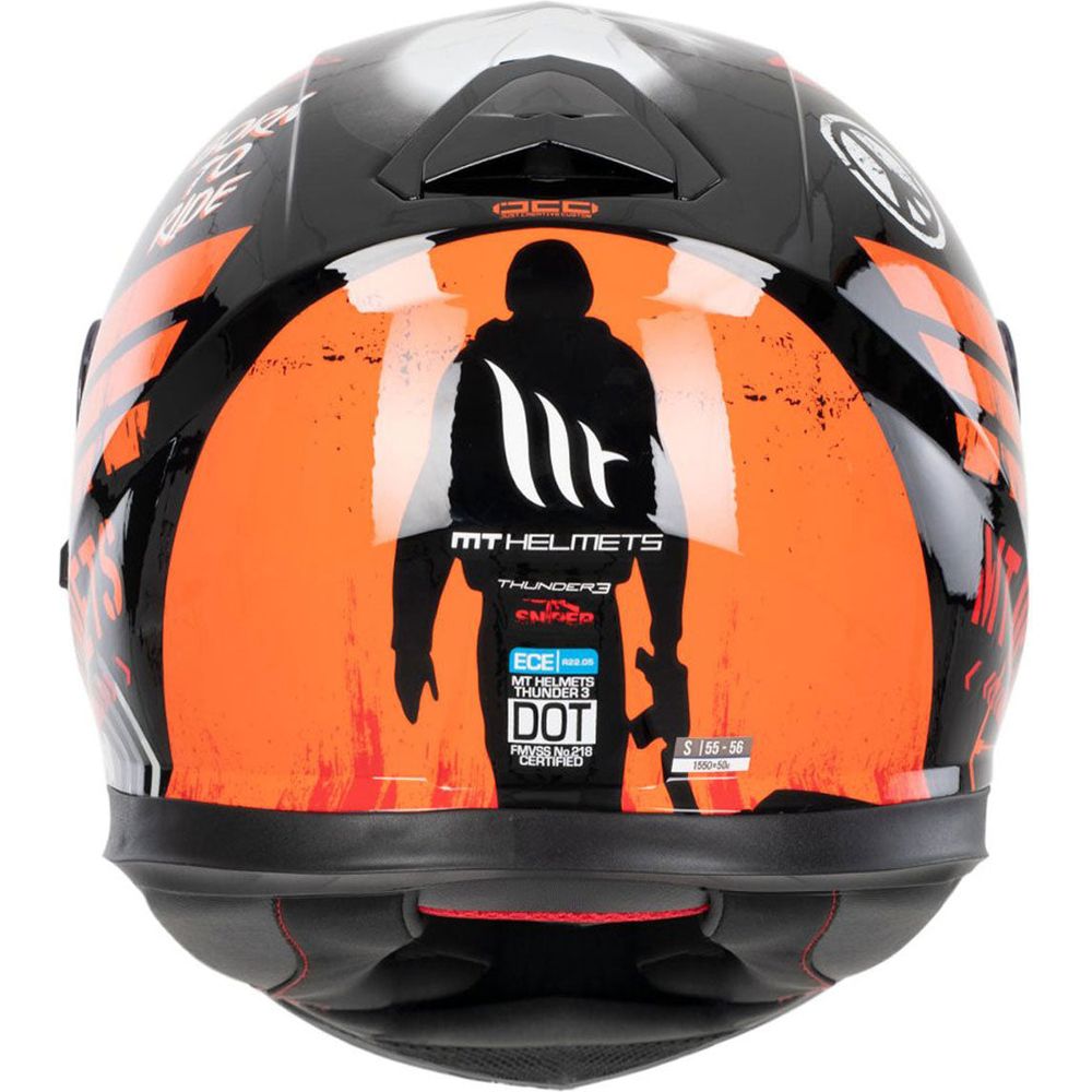 MT Thunder 3 Sniper Full Face Helmet Gloss Black / Orange (Image 4) - ThrottleChimp