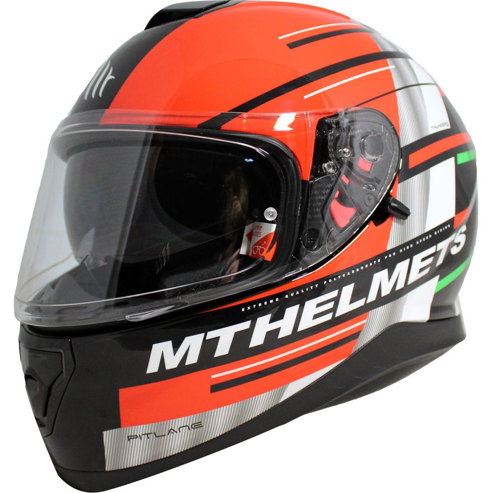 MT Thunder 3 SV Pitlane Full Face Helmet Green / White / Red - ThrottleChimp