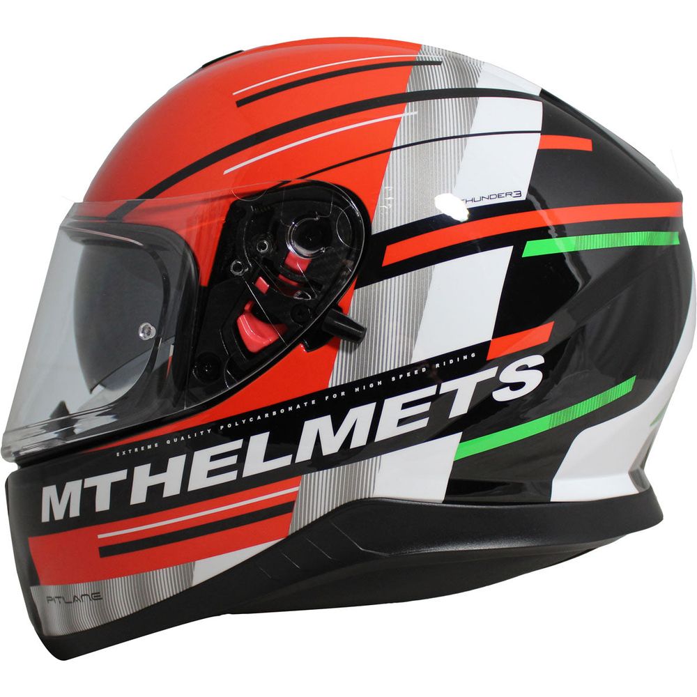 MT Thunder 3 SV Pitlane Full Face Helmet Green / White / Red (Image 2) - ThrottleChimp