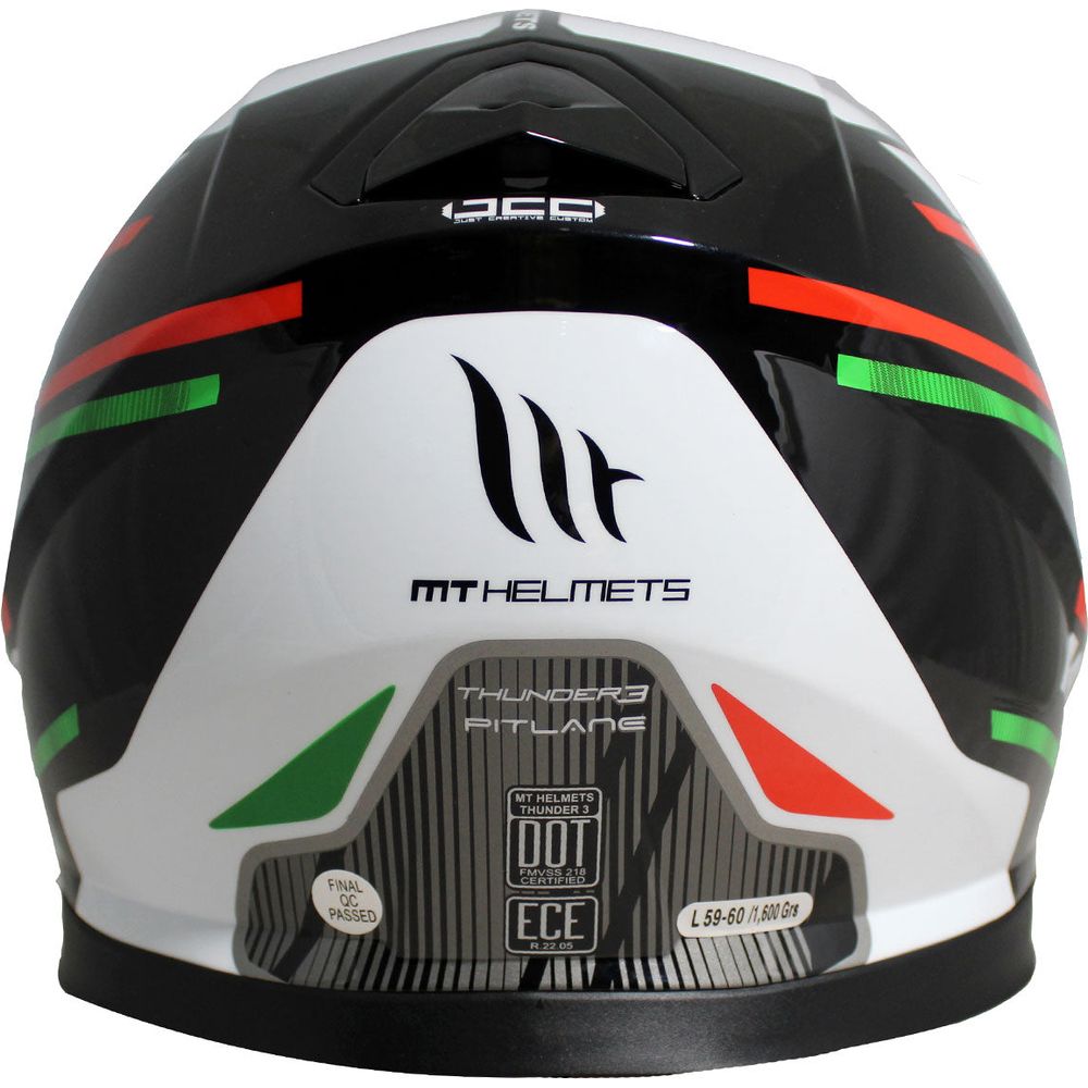 MT Thunder 3 SV Pitlane Full Face Helmet Green / White / Red FREE 1 YEAR Returns, FREE UK Delivery | ThrottleChimp