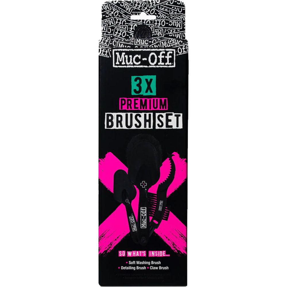 Muc-Off Premium Cleaning Brush Set Black - Pack Of 3 (Image 2) - ThrottleChimp