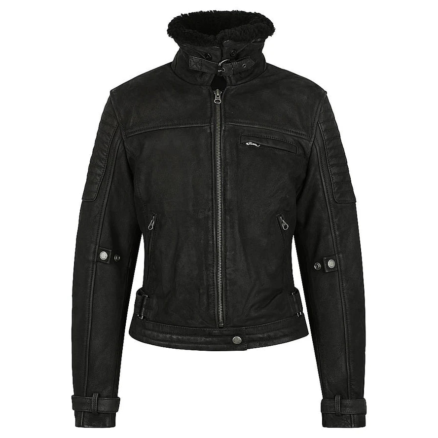 Black Arrow Night Hawk Ladies Leather Jacket Black (Image 2) - ThrottleChimp