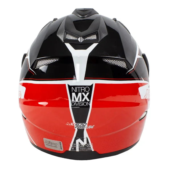 Nitro MX670 DVS Podium Pinlock Ready Adventure Helmet White / Black / Red (Image 5) - ThrottleChimp