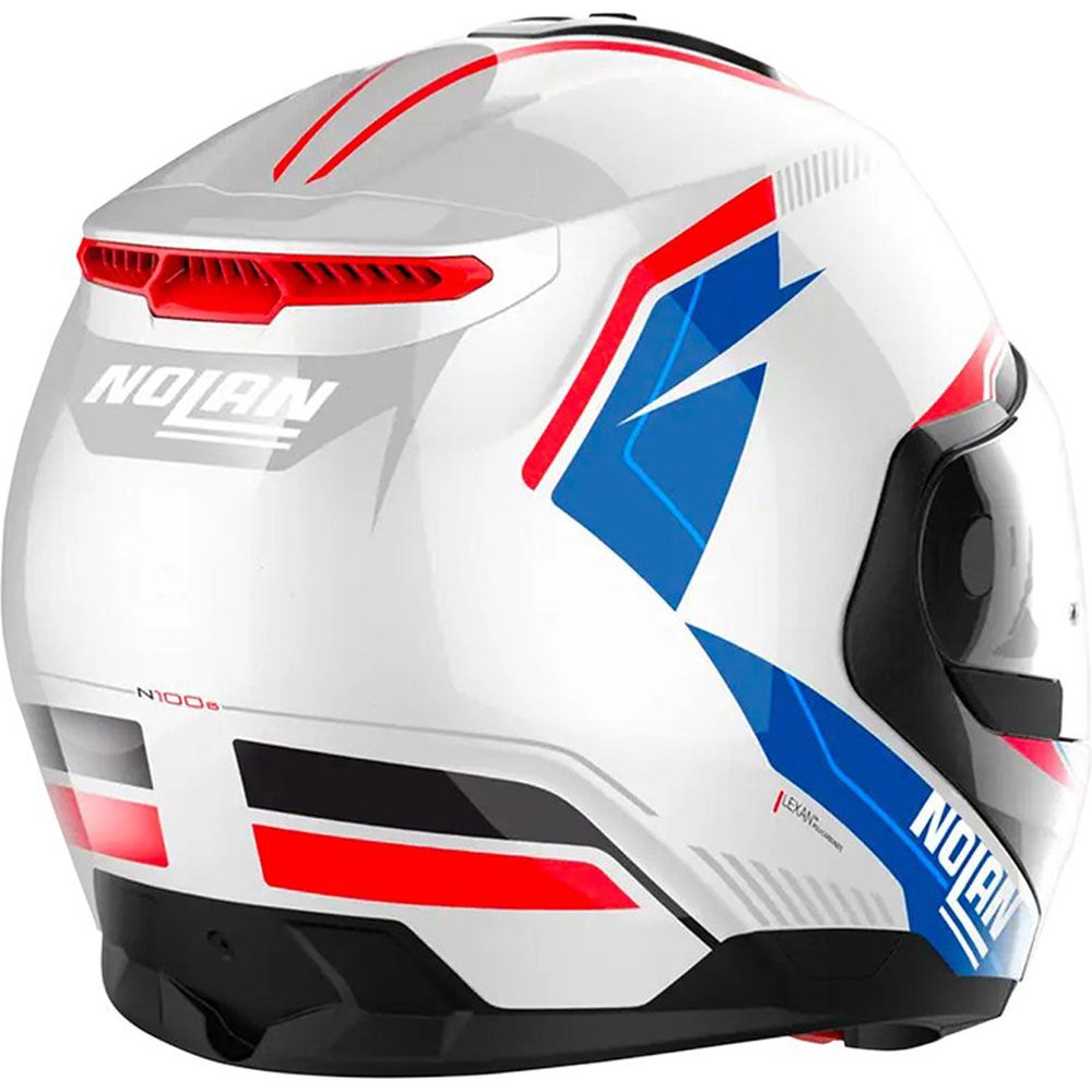 Nolan N100-6 Surveyor N-Com Modular Flip-Up Helmet Metal White / Blue / Red (Image 5) - ThrottleChimp