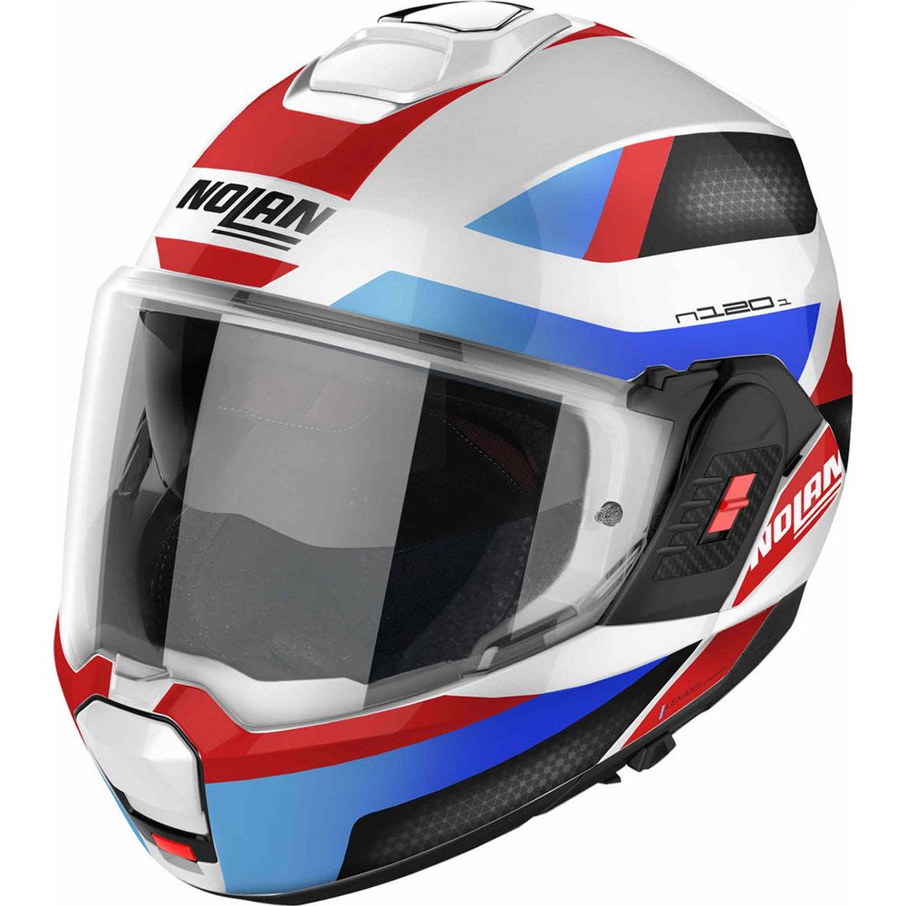 Nolan N120-1 Subway N-Com Modular Flip-Up Helmet Metal White / Blue / Red - ThrottleChimp