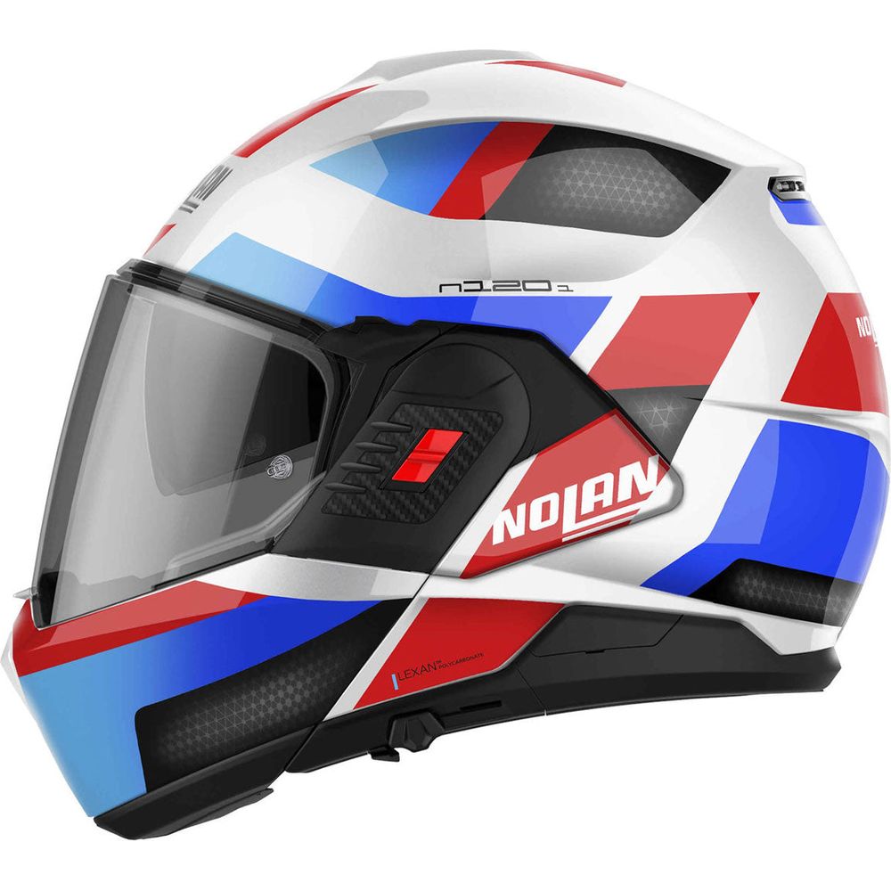 Nolan N120-1 Subway N-Com Modular Flip-Up Helmet Metal White / Blue / Red (Image 3) - ThrottleChimp