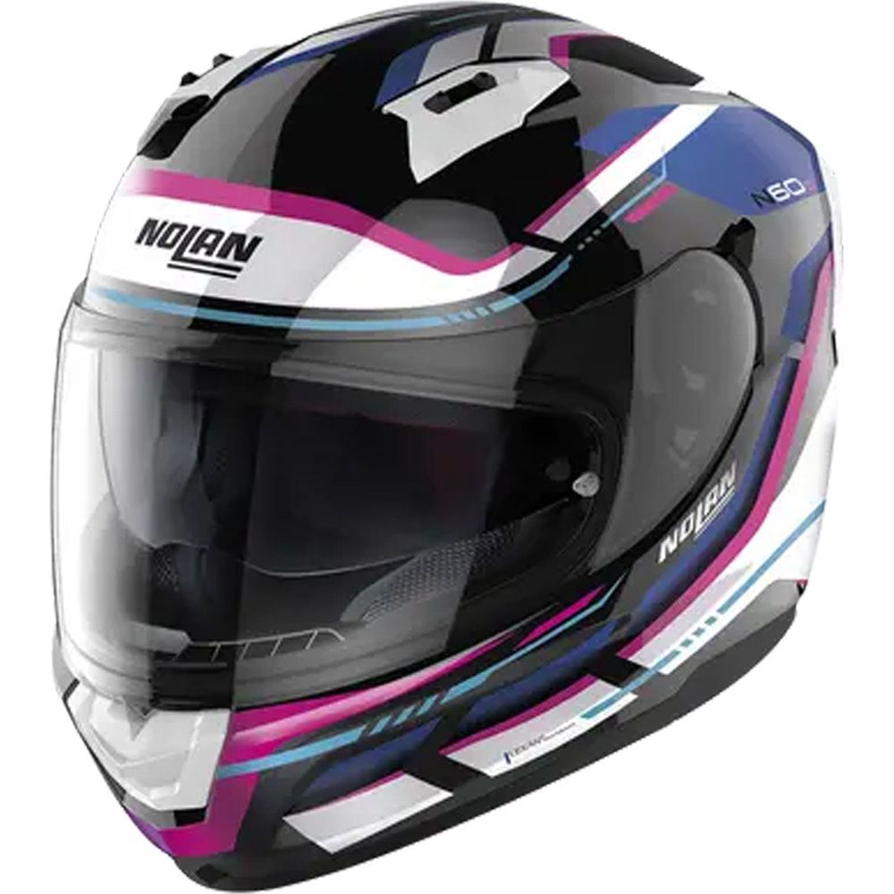 Nolan N60-6 Lancer Full Face Helmet Metal Black / White / Blue / Pink FREE 1 YEAR Returns, FREE UK Delivery | ThrottleChimp