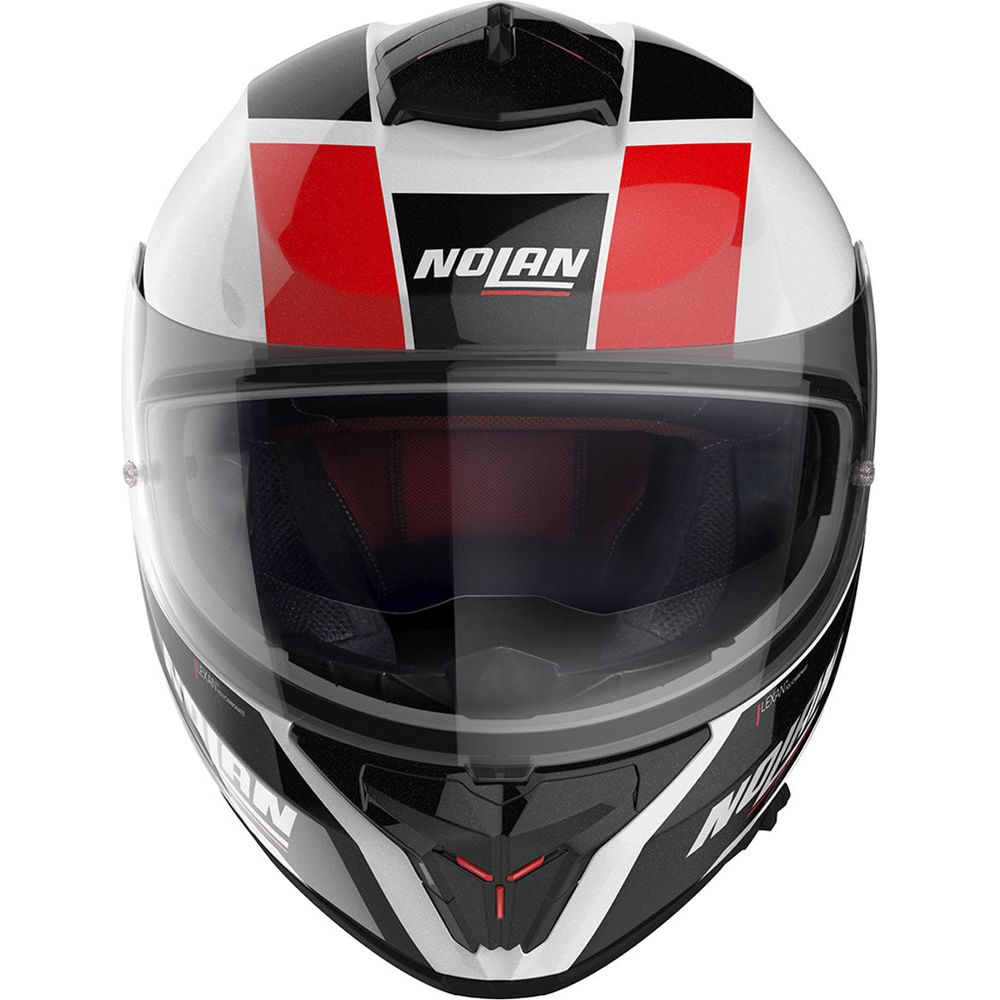 Nolan N80-8 Mandrake N-Com Full Face Helmet Metal White / Black / Red (Image 2) - ThrottleChimp