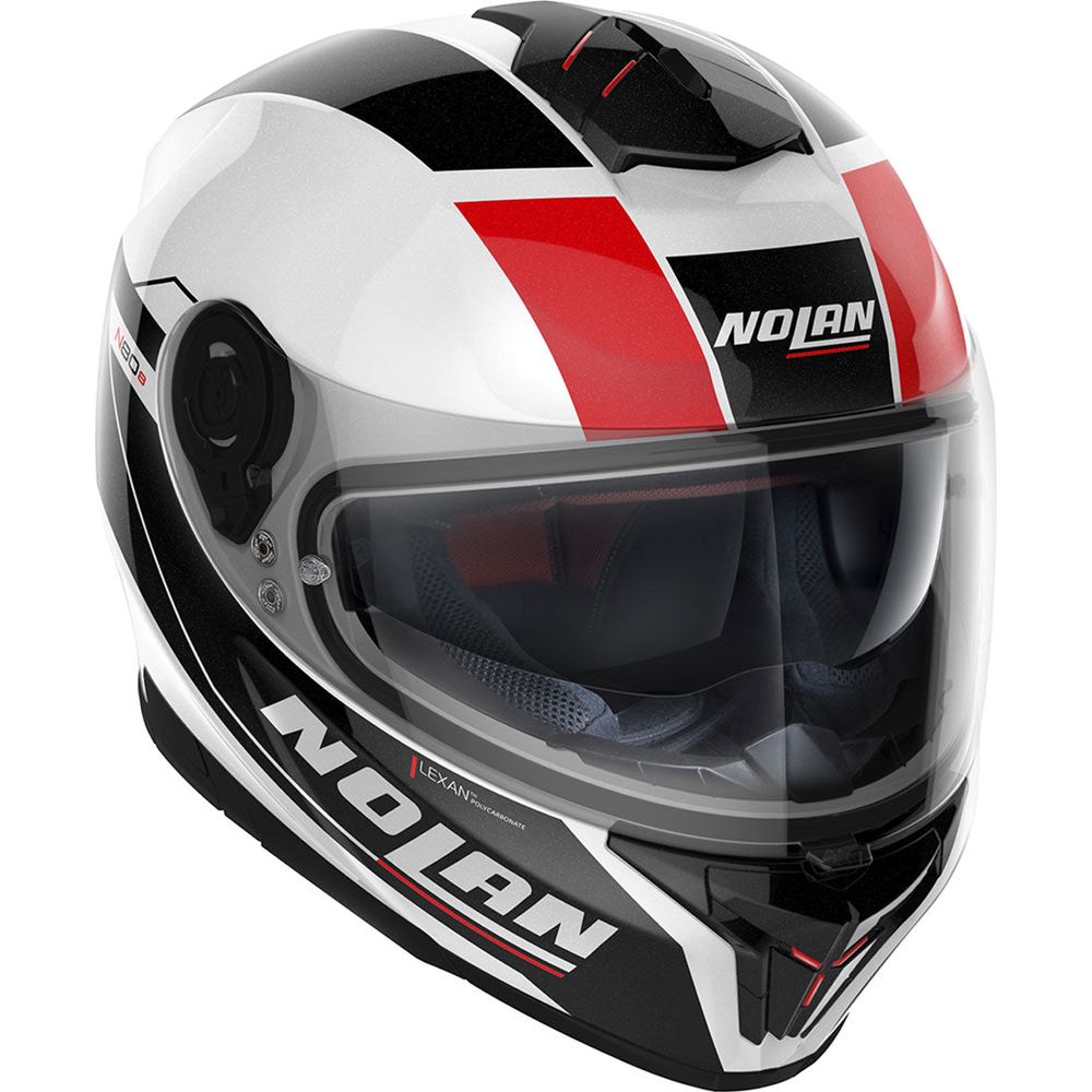 Nolan N80-8 Mandrake N-Com Full Face Helmet Metal White / Black / Red (Image 3) - ThrottleChimp