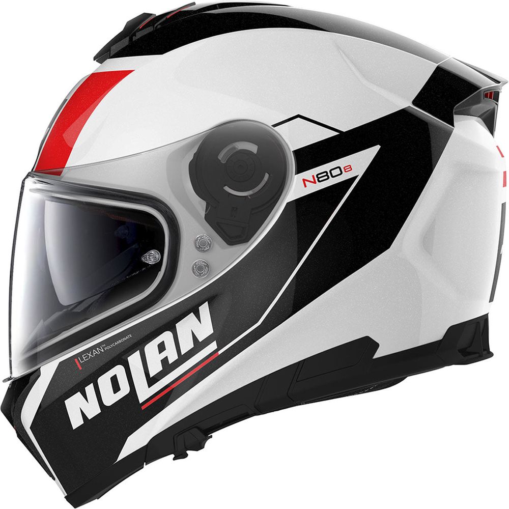 Nolan N80-8 Mandrake N-Com Full Face Helmet Metal White / Black / Red (Image 6) - ThrottleChimp