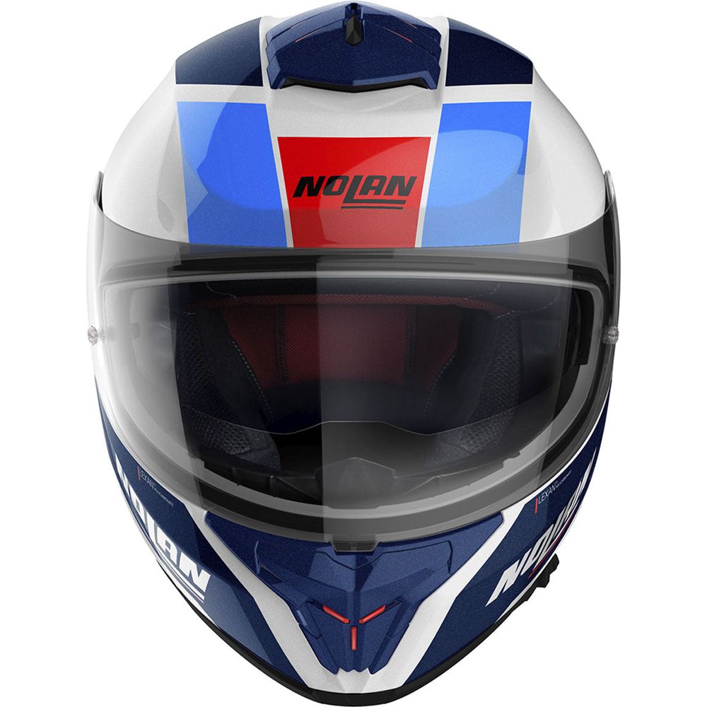 Nolan N80-8 Mandrake N-Com Full Face Helmet Metal White / Blue / Red FREE 1 YEAR Returns, FREE UK Delivery | ThrottleChimp