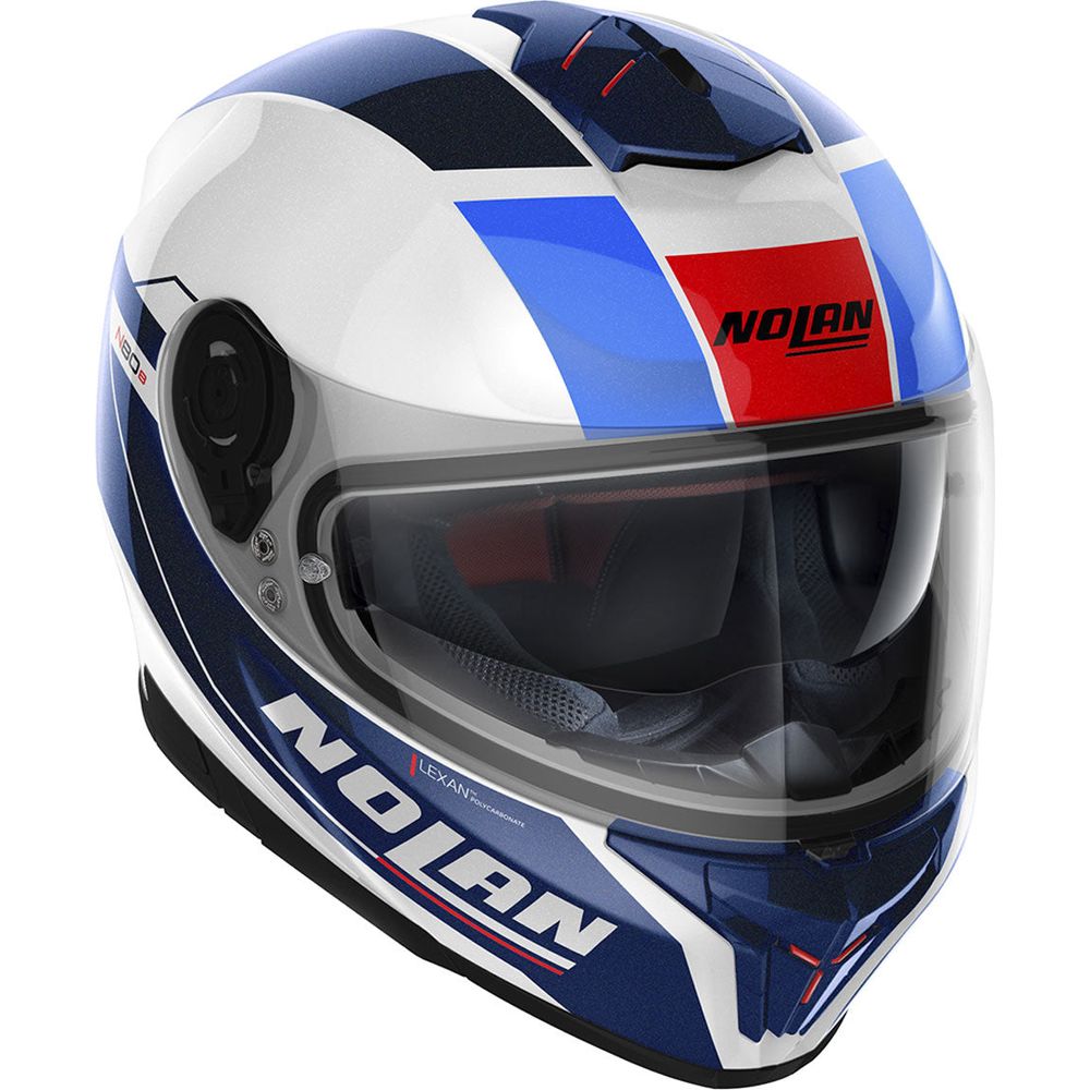 Nolan N80-8 Mandrake N-Com Full Face Helmet Metal White / Blue / Red (Image 3) - ThrottleChimp