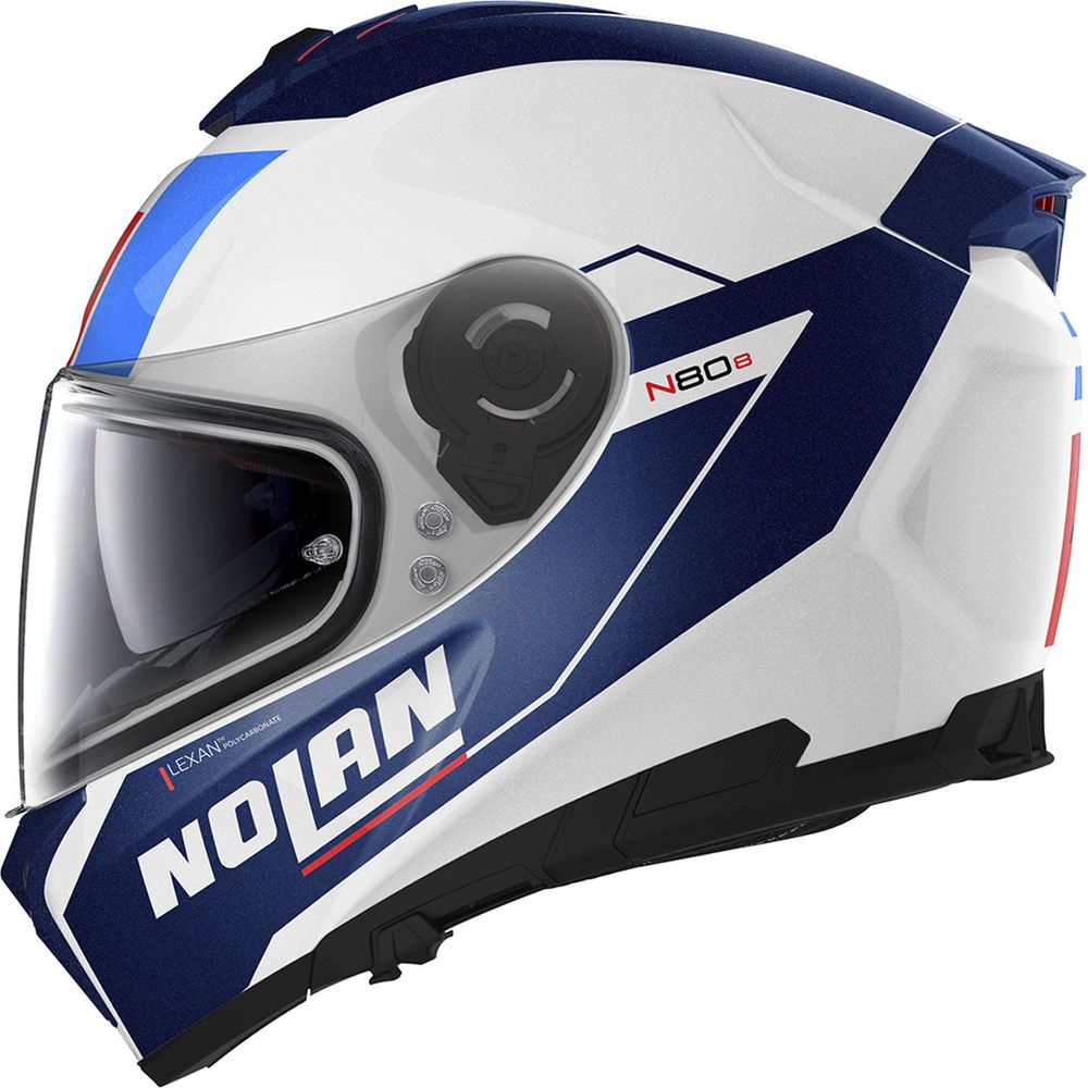 Nolan N80-8 Mandrake N-Com Full Face Helmet Metal White / Blue / Red (Image 6) - ThrottleChimp