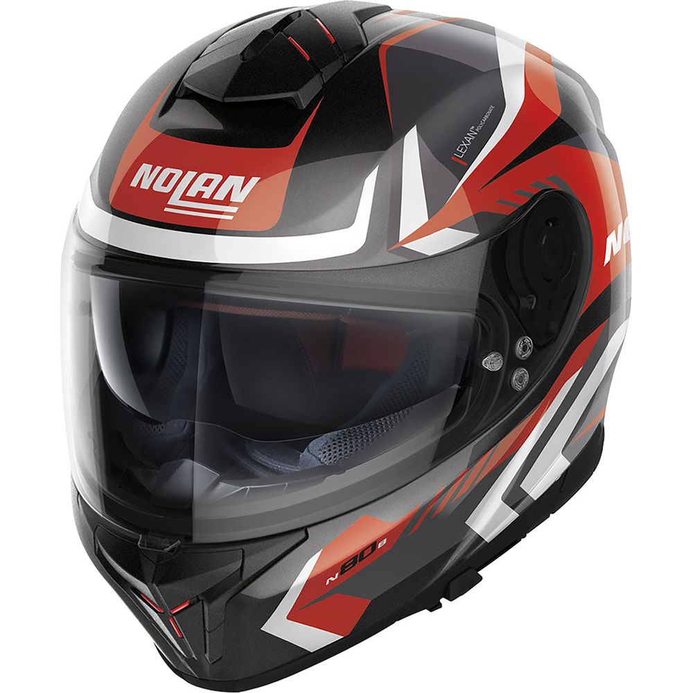 Nolan N80-8 Rumble N-Com Full Face Helmet Metal Black / White / Red - ThrottleChimp