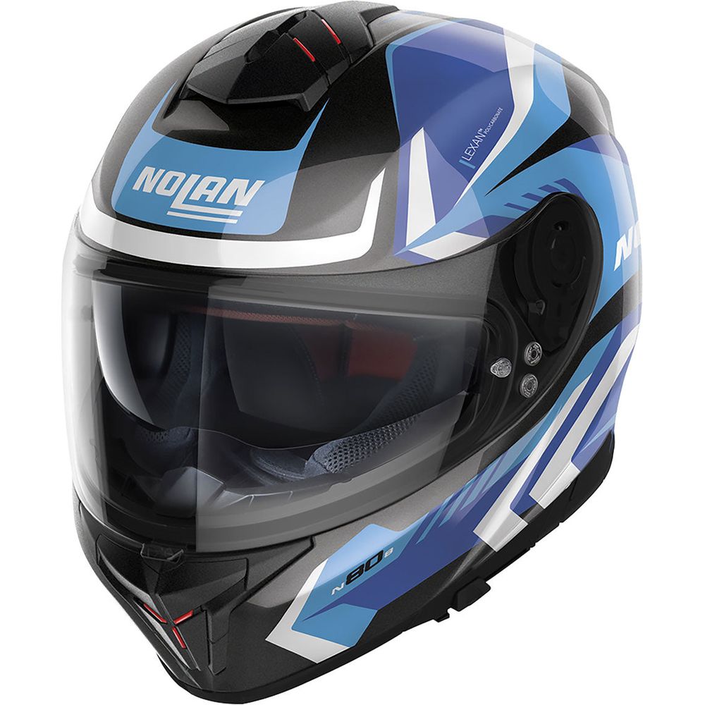 Nolan N80-8 Rumble N-Com Full Face Helmet Metal Black / Blue FREE 1 YEAR Returns, FREE UK Delivery | ThrottleChimp