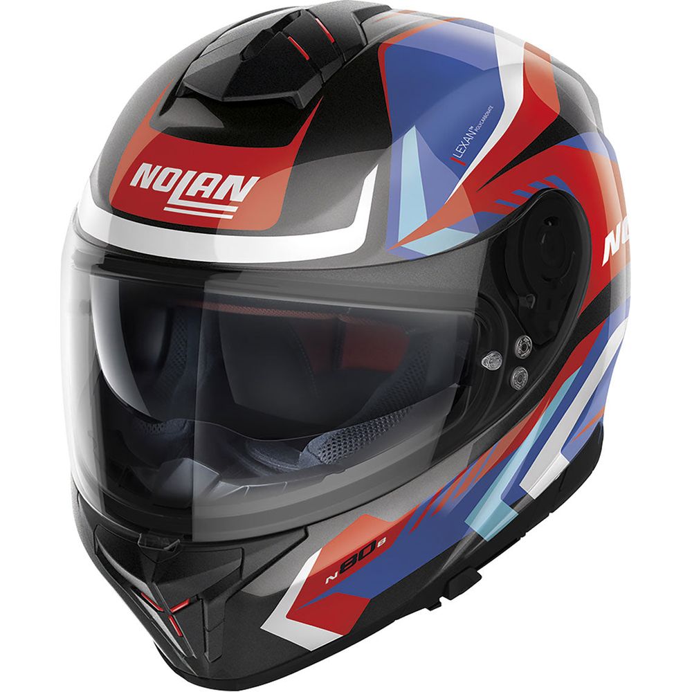 Nolan N80-8 Rumble N-Com Full Face Helmet Metal Black / White / Blue / Red - ThrottleChimp