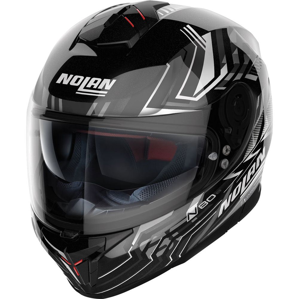 Nolan N80-8 Turbolence N-Com Full Face Helmet Gloss Black / White FREE 1 YEAR Returns, FREE UK Delivery | ThrottleChimp