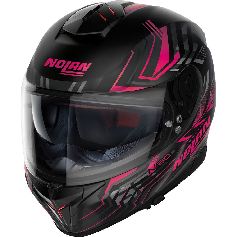 Nolan N80-8 Turbolence N-Com Full Face Helmet Flat Black / Pink - ThrottleChimp