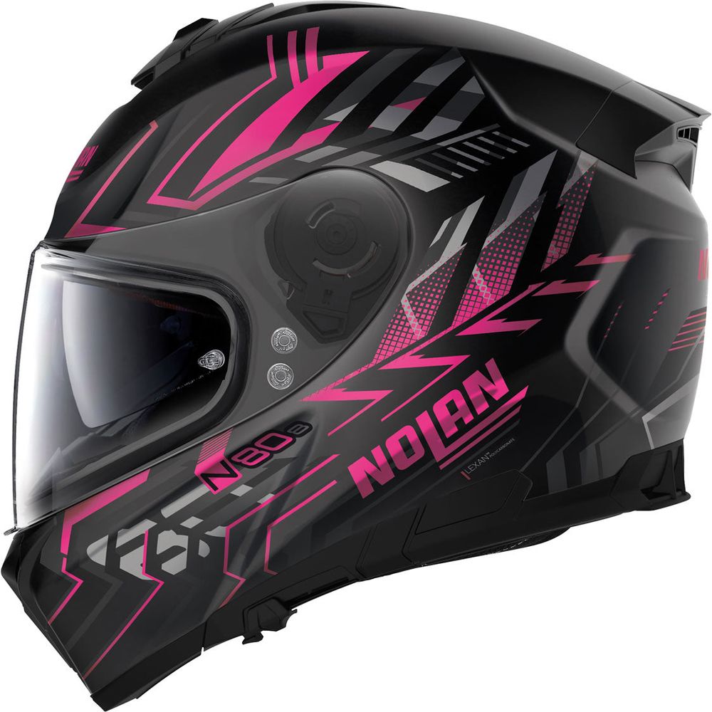 Nolan N80-8 Turbolence N-Com Full Face Helmet Flat Black / Pink FREE 1 YEAR Returns, FREE UK Delivery | ThrottleChimp