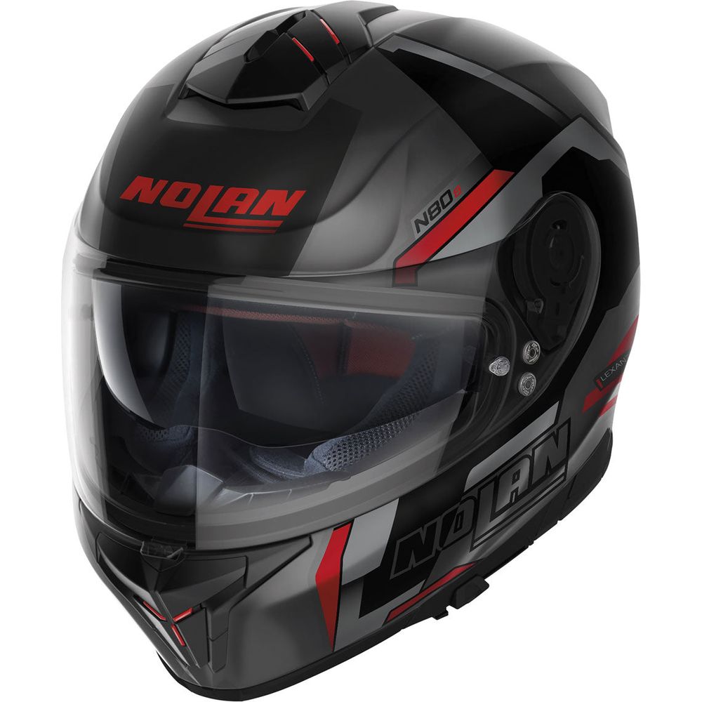 Nolan N80-8 Wanted N-Com Full Face Helmet Flat Lava / Red FREE 1 YEAR Returns, FREE UK Delivery | ThrottleChimp