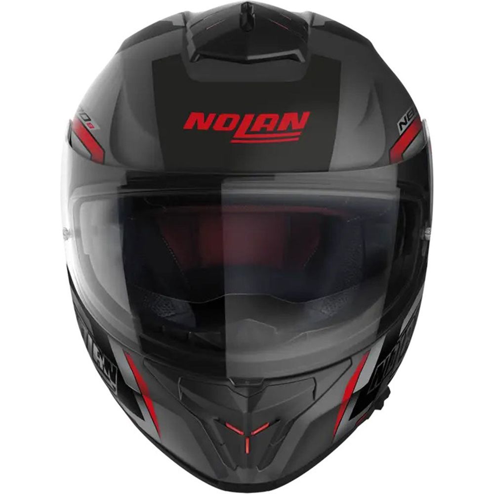 Nolan N80-8 Wanted N-Com Full Face Helmet Flat Lava / Red FREE 1 YEAR Returns, FREE UK Delivery | ThrottleChimp