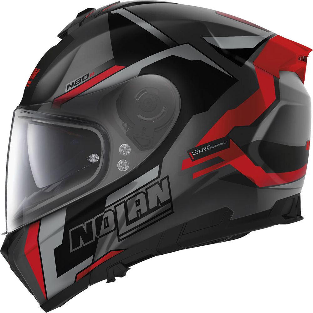 Nolan N80-8 Wanted N-Com Full Face Helmet Flat Lava / Red (Image 4) - ThrottleChimp