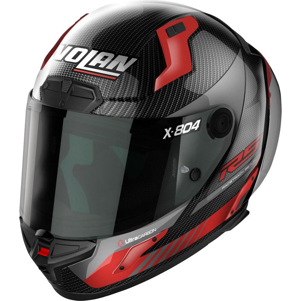 Nolan X-804 RS Ultra Carbon Hot Lap Full Face Helmet Carbon / Red - ThrottleChimp