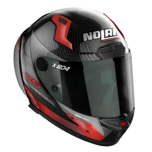 Nolan X-804 RS Ultra Carbon Hot Lap Full Face Helmet Carbon / Red (Image 3) - ThrottleChimp