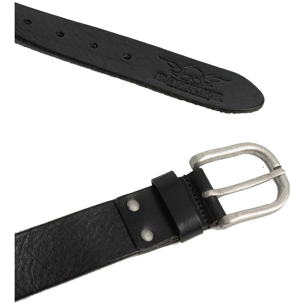 Rokker Oakland Leather Belt Black (Image 2) - ThrottleChimp