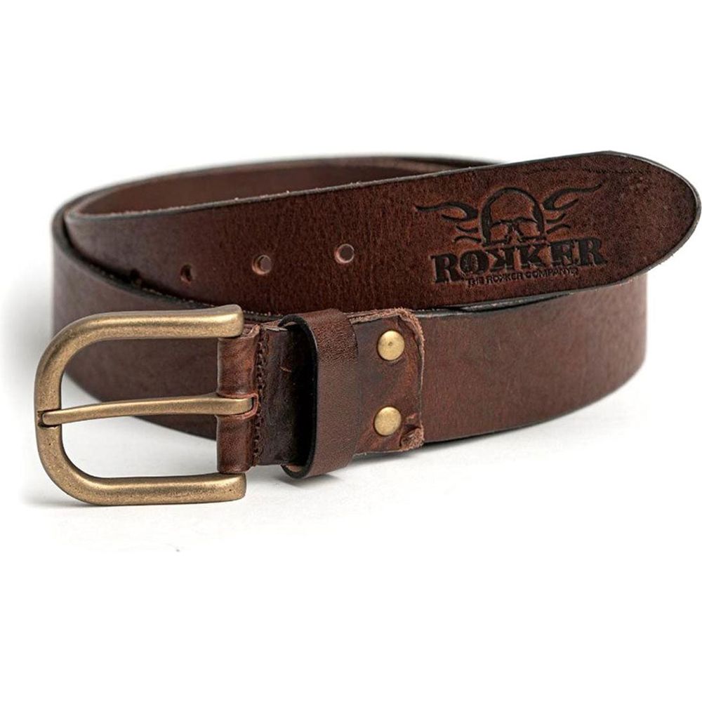 Rokker Oakland Leather Belt Dark Brown - ThrottleChimp