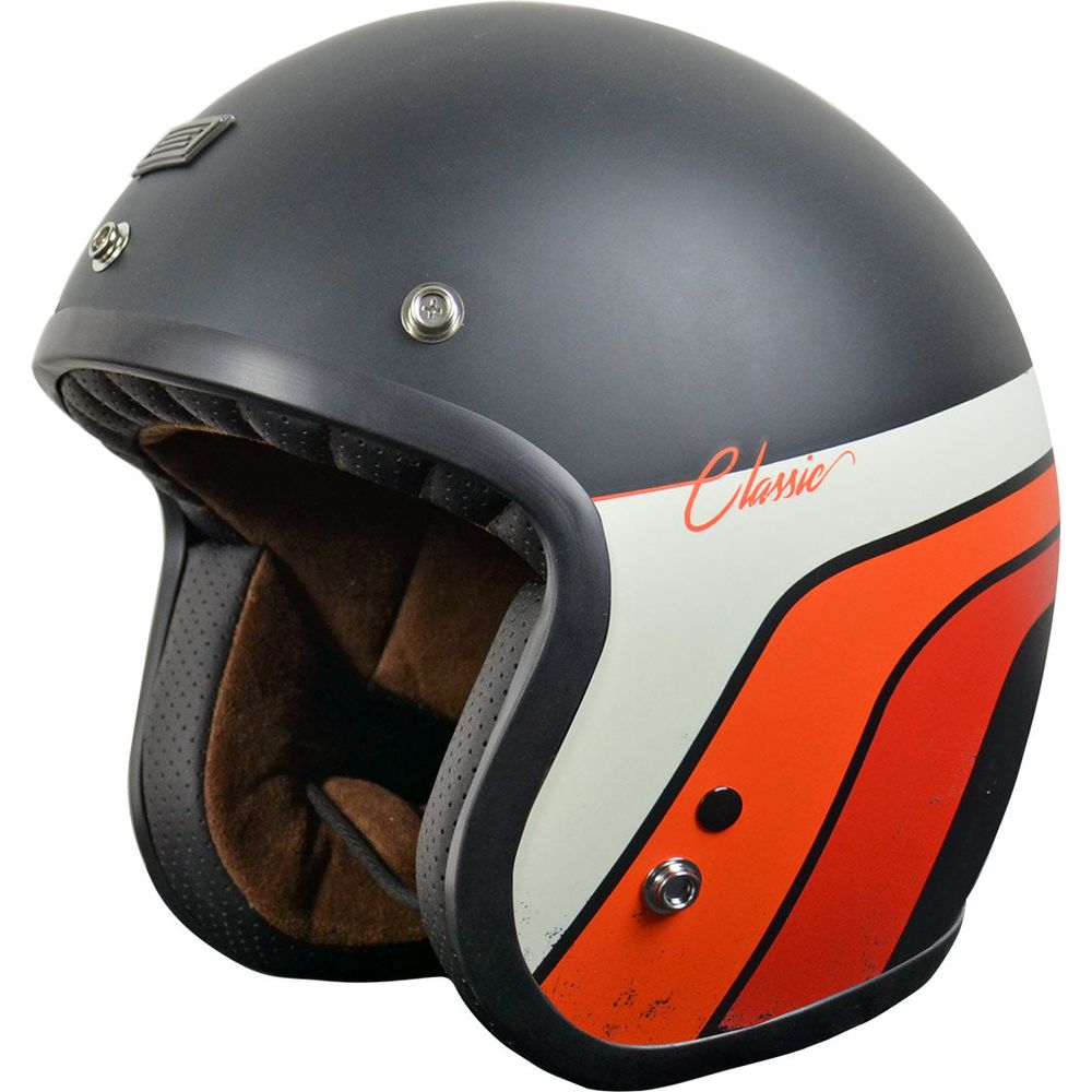 Origine Primo ECE 22.05 Open Face Helmet Classic Matt Black / Stripes - ThrottleChimp