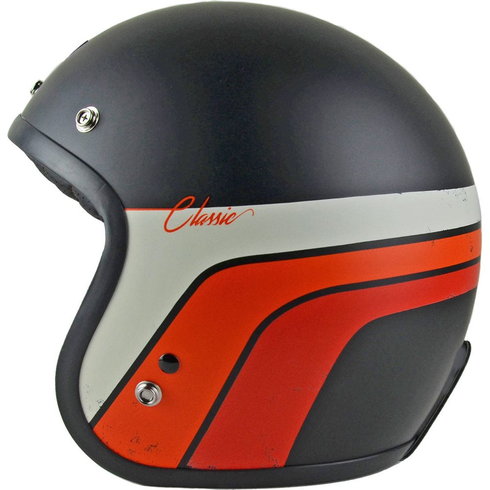 Origine Primo ECE 22.05 Open Face Helmet Classic Matt Black / Stripes (Image 2) - ThrottleChimp