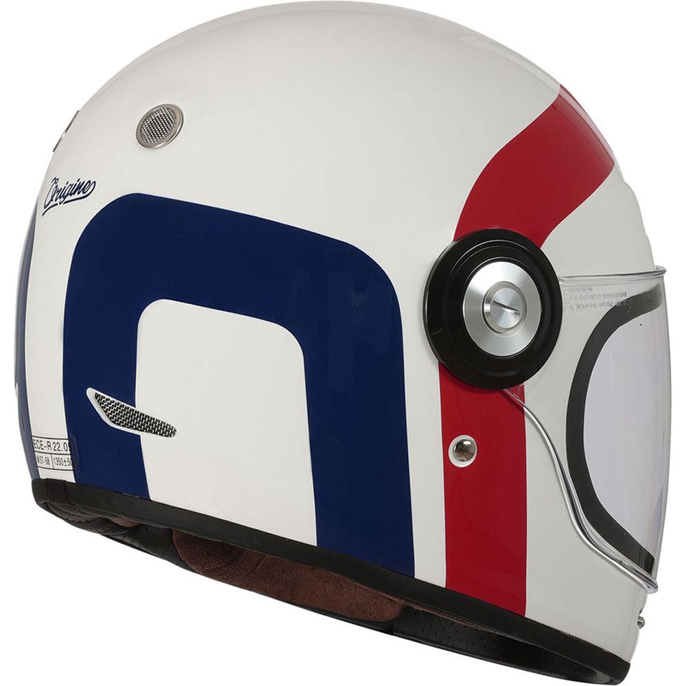 Origine Vega ECE 22.06 Full Face Helmet Great Gloss White / Red / Blue (Image 2) - ThrottleChimp