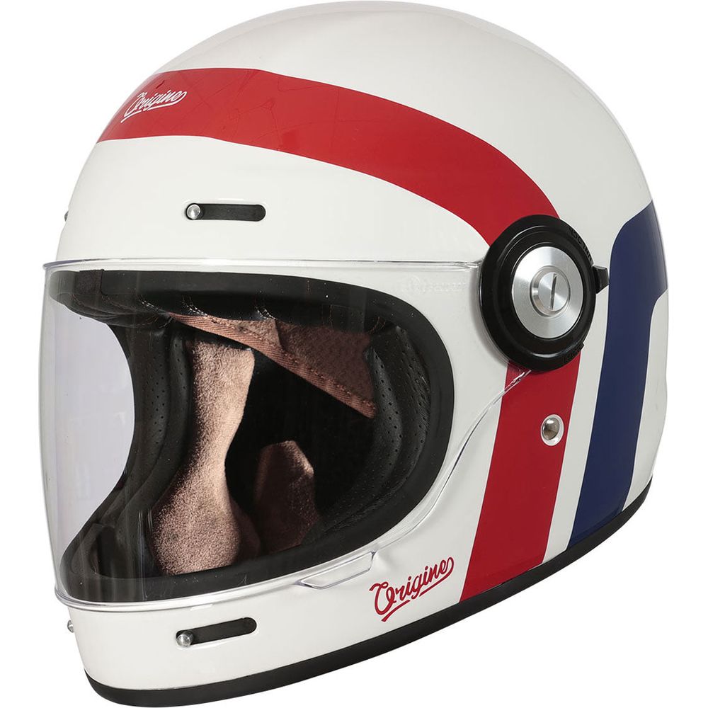 Origine Vega ECE 22.05 Full Face Helmet Great Gloss White / Red / Blue - ThrottleChimp