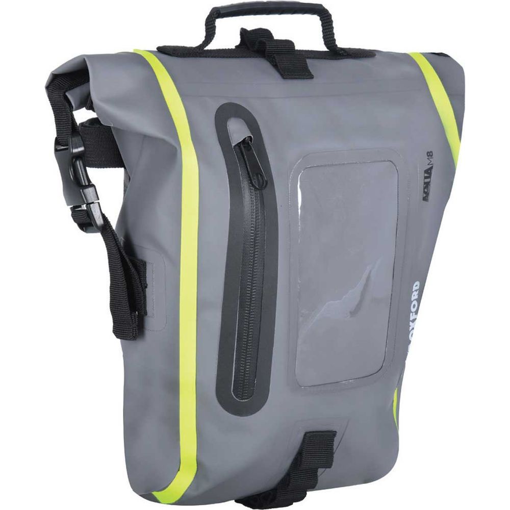 Oxford Aqua M8 Tank Bag Black / Grey / Fluo Yellow - 8 Litres (Image 2) - ThrottleChimp