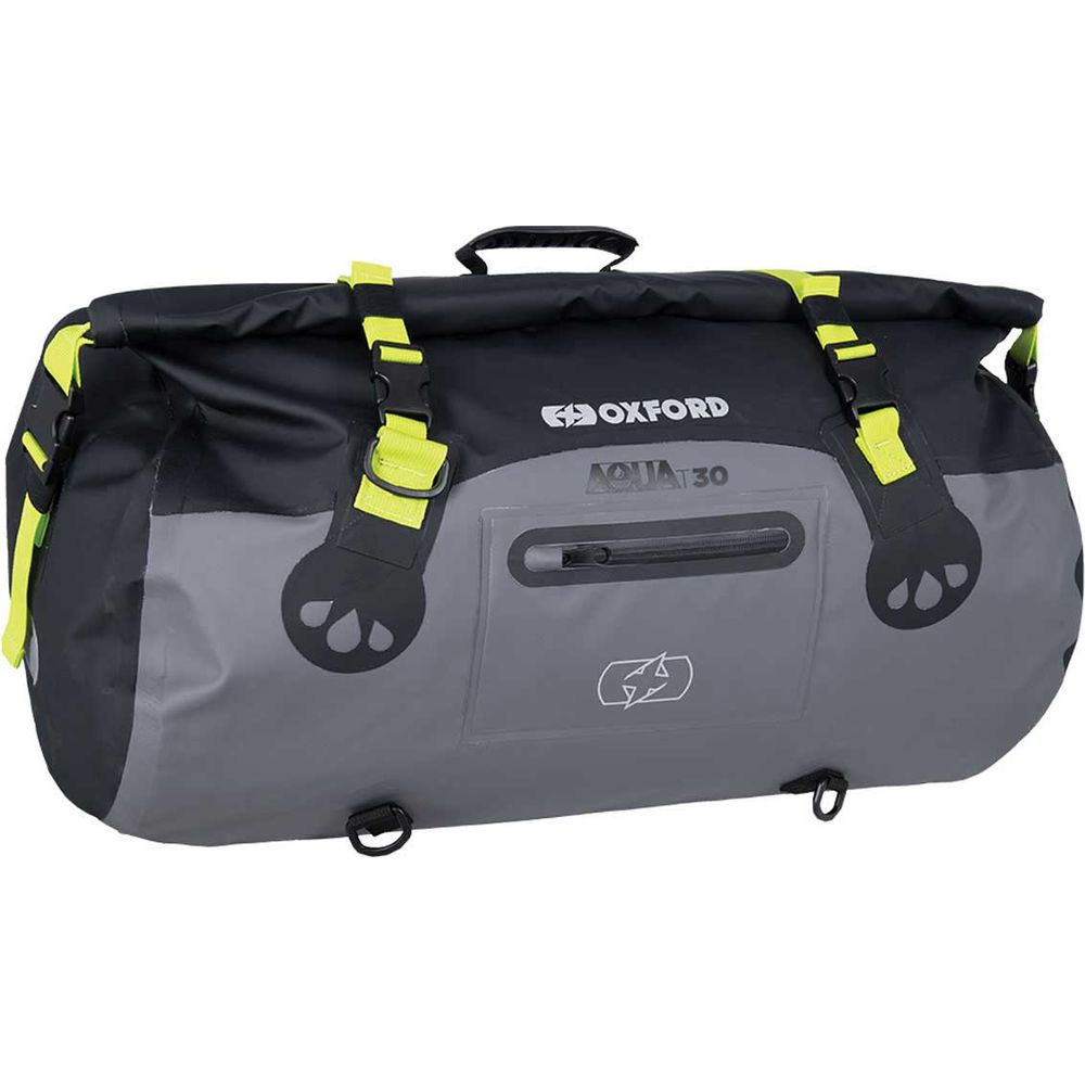 Oxford Aqua T30 Roll Bag Black / Grey / Fluo Yellow - 30 Litres (Image 2) - ThrottleChimp