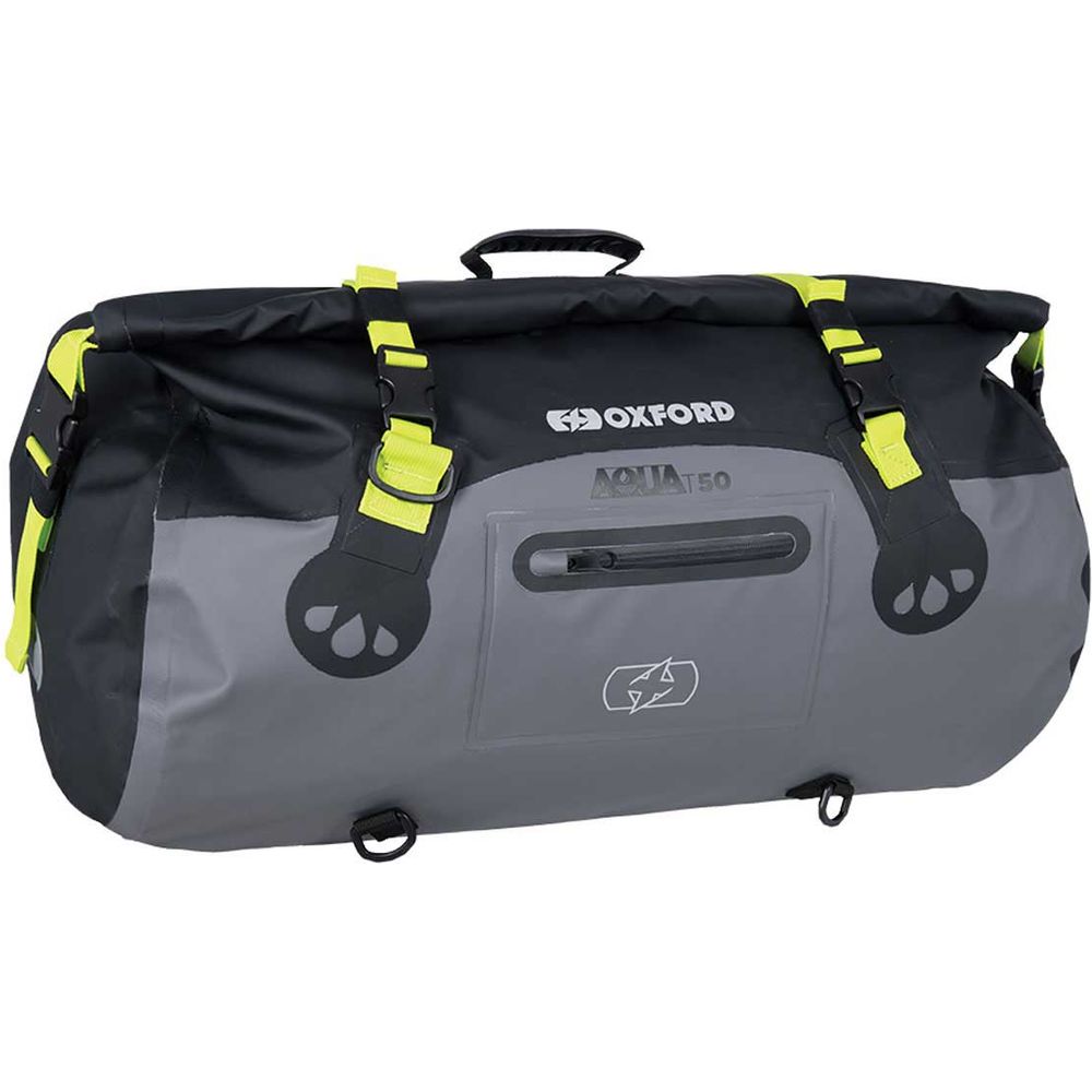 Oxford Aqua T50 Roll Bag Black / Grey / Fluo Yellow - 50 Litres (Image 2) - ThrottleChimp