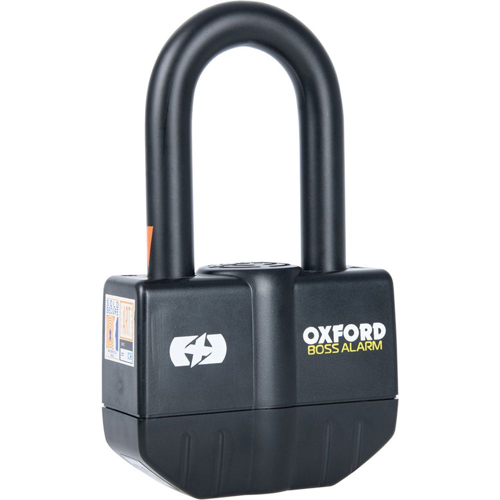 Oxford Boss Alarm Padlock / Disc Lock Black - 16mm - ThrottleChimp