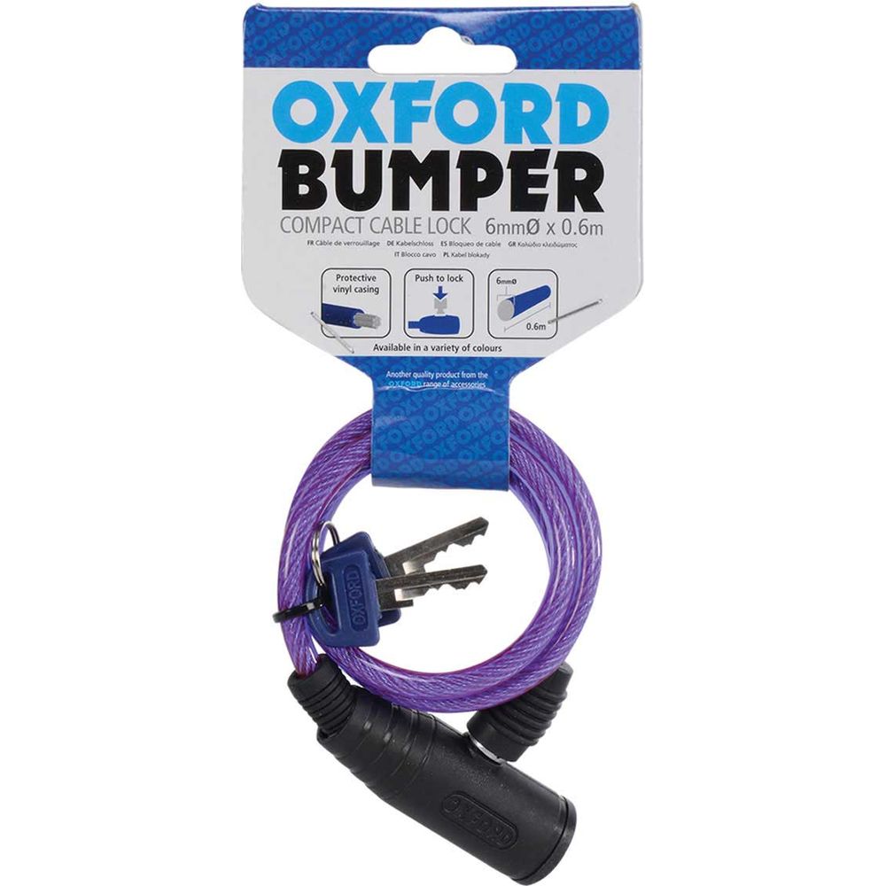 Oxford Bumper Cable Lock Purple - 600 mm x 6 mm (Image 2) - ThrottleChimp