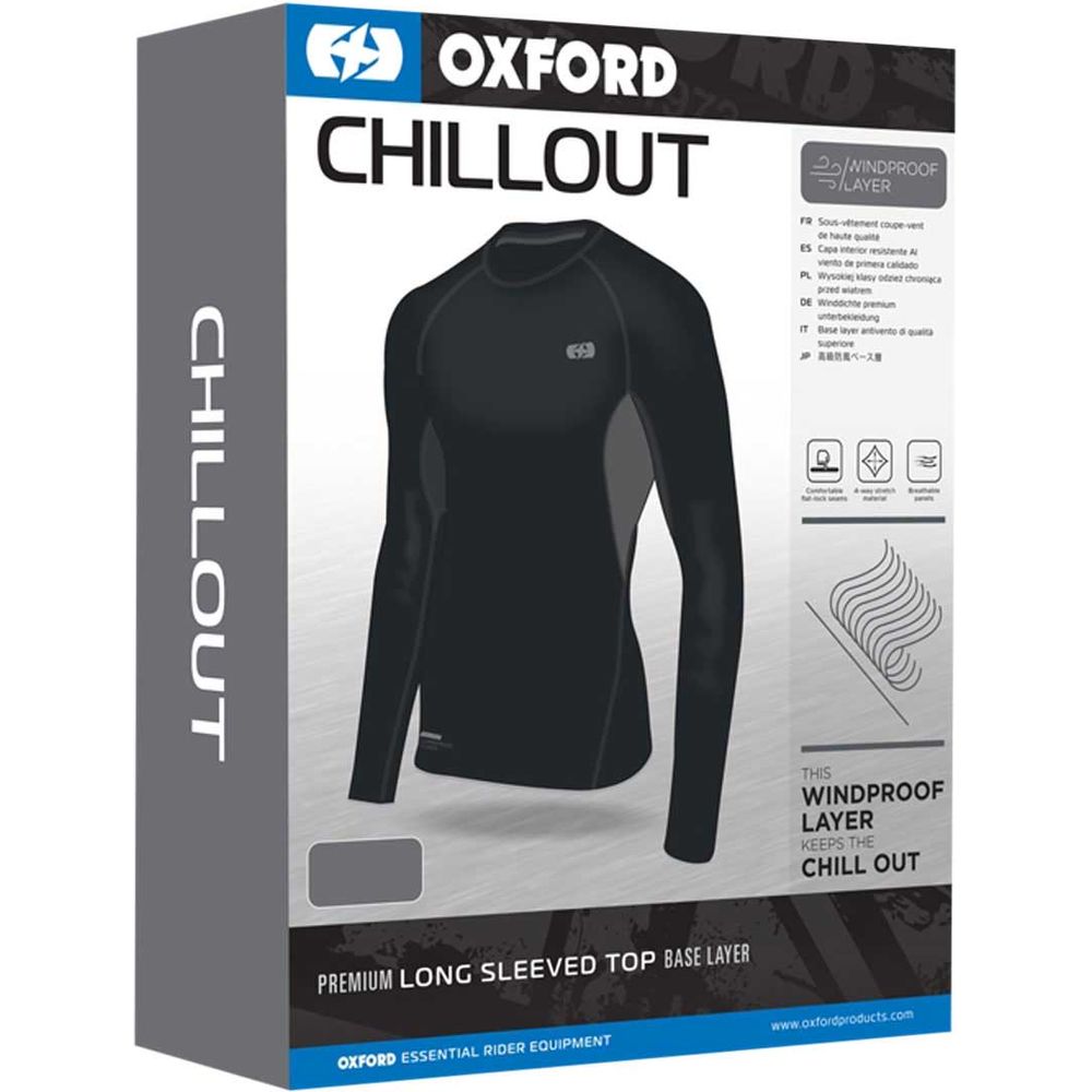 Oxford Chillout Windproof Base Layer Top Black (Image 2) - ThrottleChimp