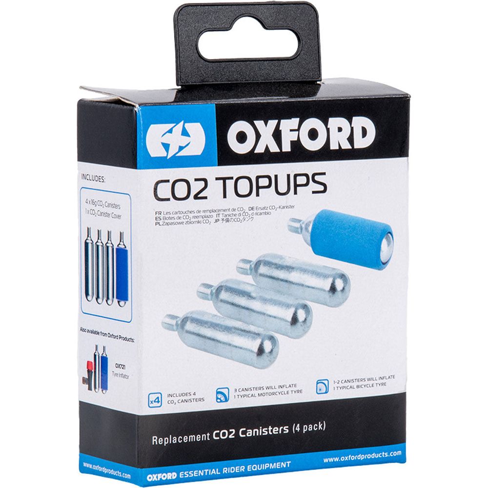 Oxford CO2 Topup Canisters Silver For Tyre Repair & Inflator Kit - Pack Of 4 (Image 2) - ThrottleChimp