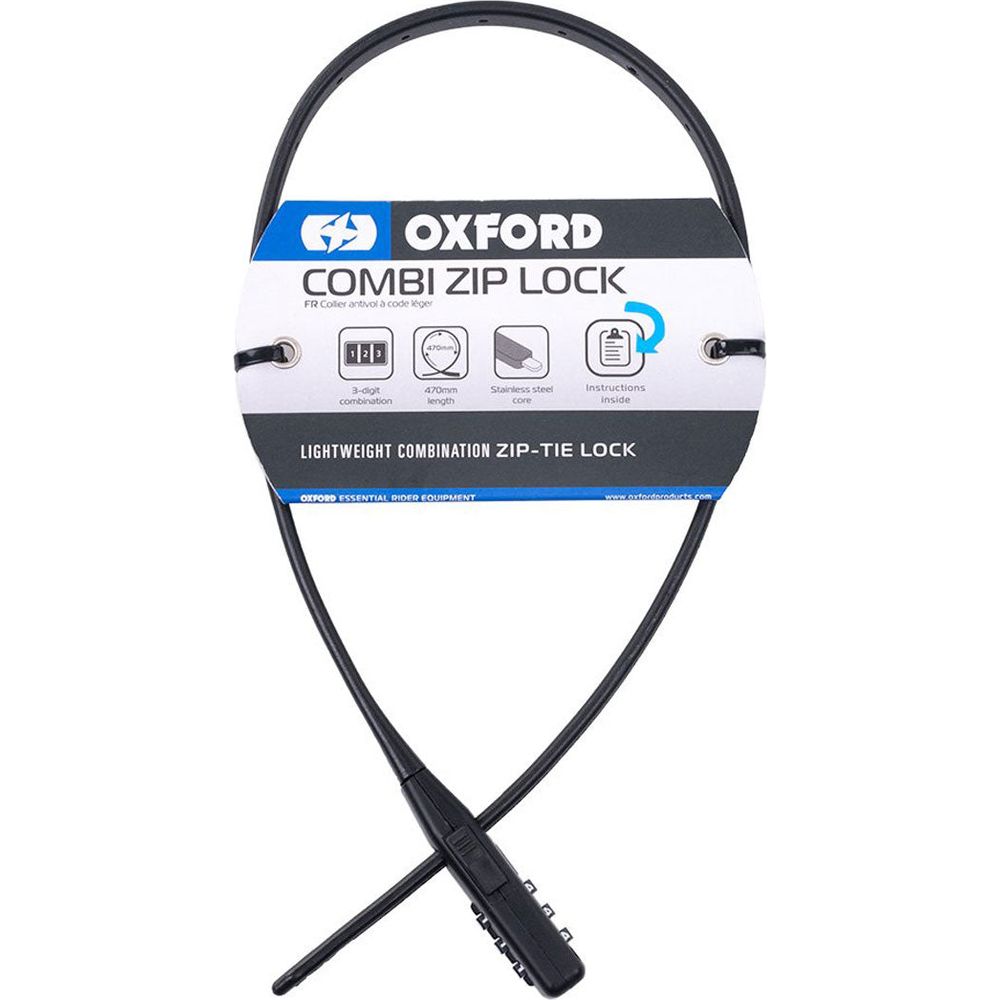 Oxford Combi Zip-Tie Cable Lock Black - 470mm (Image 2) - ThrottleChimp