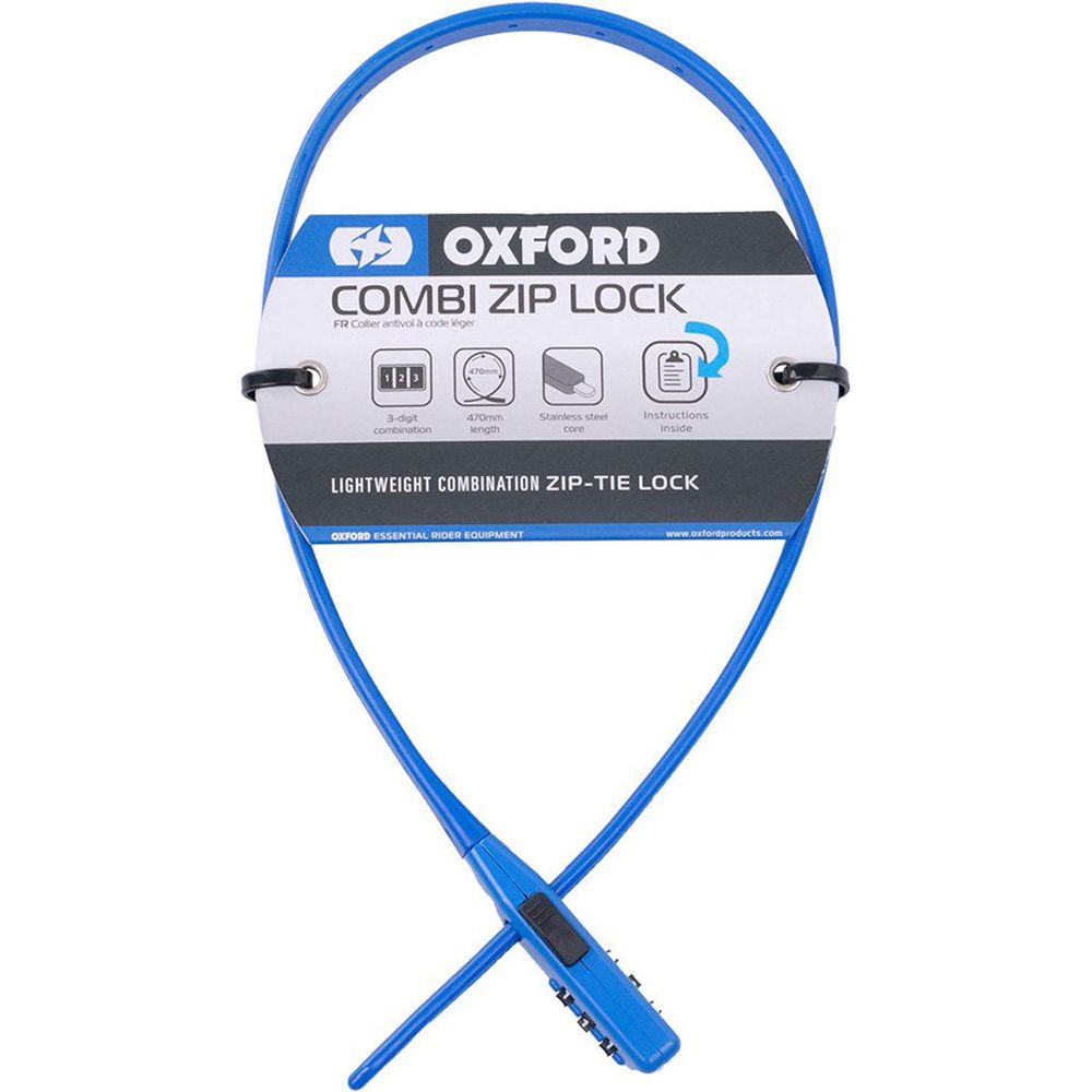 Oxford Combi Zip-Tie Cable Lock Blue - 470mm (Image 2) - ThrottleChimp