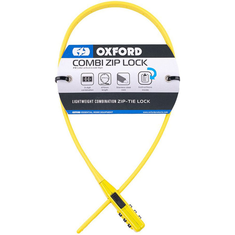 Oxford Combi Zip-Tie Cable Lock Yellow - 470mm (Image 2) - ThrottleChimp