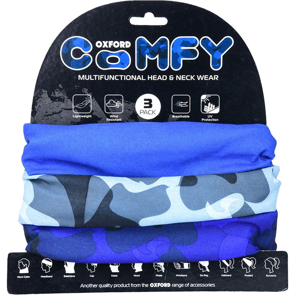 Oxford Comfy Multifunctional Head & Neckwear Havoc Blue - Pack Of 3 - ThrottleChimp