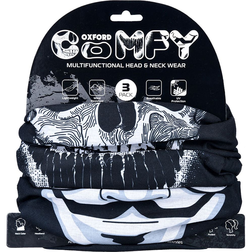 Oxford Comfy Multifunctional Head & Neckwear Black - Pack Of 3 - ThrottleChimp