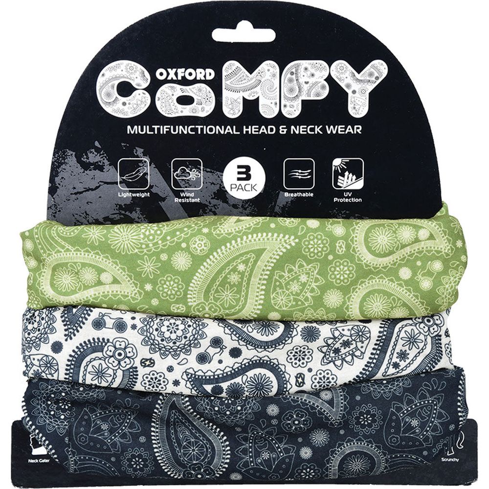 Oxford Comfy Multifunctional Head & Neckwear Paisley - Pack Of 3 - ThrottleChimp