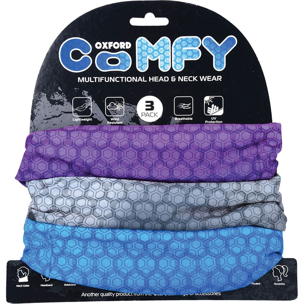 Oxford Comfy Multifunctional Head & Neckwear Prismatic - Pack Of 3 - ThrottleChimp