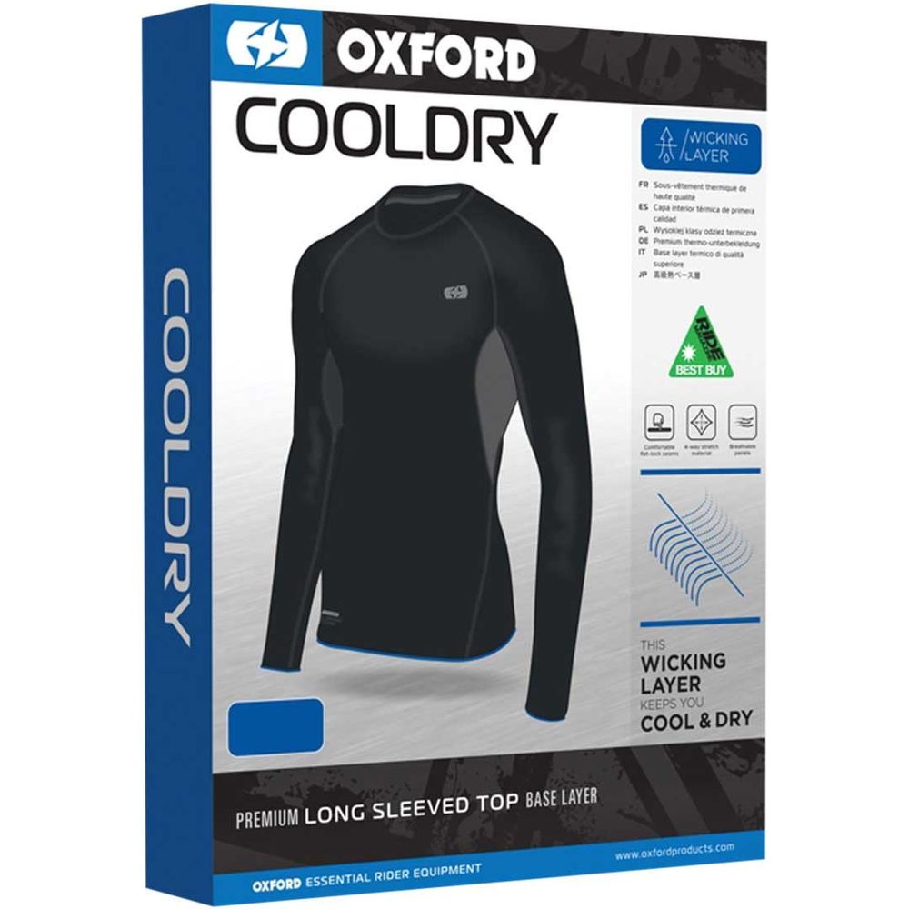 Oxford Cool Dry Wicking Base Layer Top Black (Image 2) - ThrottleChimp